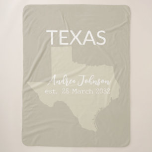 Texas State Map Aangepaste naam en datum Sherpa Deken