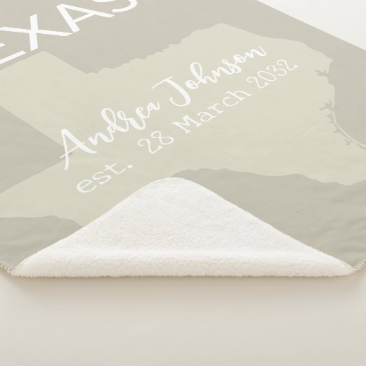 Texas State Map Aangepaste naam en datum Sherpa Deken (3/4)