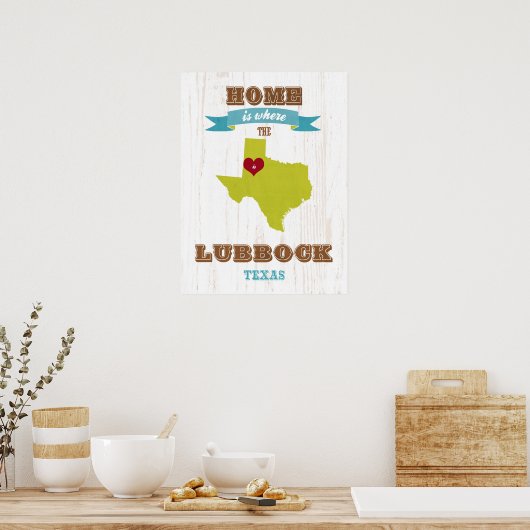 Texas State Map Art - Love Lubbock Art Poster (Keuken)