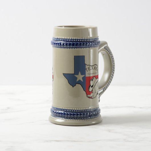 Texas State Map met Star Boots Pet Ceramic Stein Bierpul (Voorkant rechts)