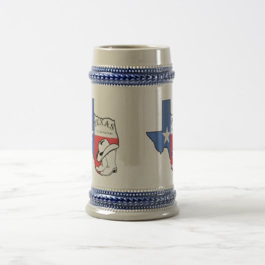 Texas State Map met Star Boots Pet Ceramic Stein Bierpul (Center)