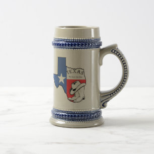 Texas State Map met Star Boots Pet Ceramic Stein Bierpul