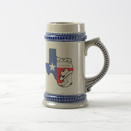 Texas State Map met Star Boots Pet Ceramic Stein Bierpul (Rechts)