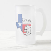 Texas State Map met Star, Boots, Pet Frosted Mok