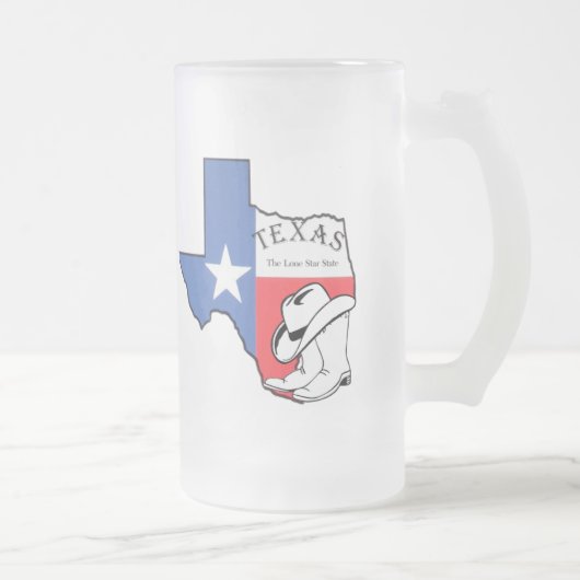 Texas State Map met Star, Boots, Pet Frosted Mok (Rechts)