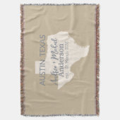 Texas State Map Paar Naam en datum bruiloft Deken (Voorkant Verticaal)
