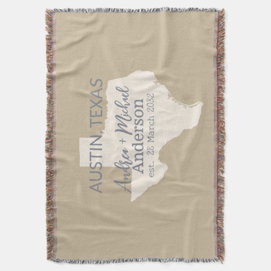 Texas State Map Paar Naam en datum bruiloft Deken (Voorkant Verticaal)