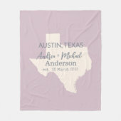 Texas State Map Paar Naam en datum bruiloft Fleece Deken (Voorkant)