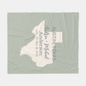 Texas State Map Paar Naam en datum bruiloft Fleece Deken (Voorkant (Horizontaal))