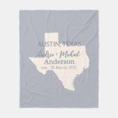 Texas State Map Paar Naam en datum bruiloft Fleece Deken (Voorkant)