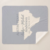 Texas State Map Paar Naam en datum bruiloft Sherpa Deken (Voorkant (horizontaal))