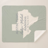 Texas State Map Paar Naam en datum bruiloft Sherpa Deken (Voorkant (horizontaal))