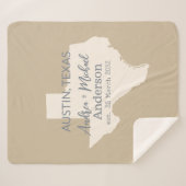 Texas State Map Paar Naam en datum bruiloft Sherpa Deken (Voorkant (horizontaal))