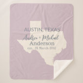 Texas State Map Paar Naam en datum bruiloft Sherpa Deken (Voorkant)