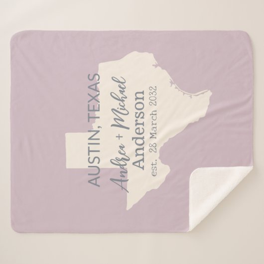 Texas State Map Paar Naam en datum bruiloft Sherpa Deken (Voorkant (horizontaal))