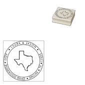 Texas State Map Retouradres Hout Rubberstempel (Gestempeld)