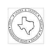 Texas State Map Retouradres Hout Rubberstempel (Afrduk)