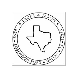 Texas State Map Retouradres Hout Rubberstempel