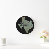 Texas State Map Robuged Lumber Wall klok (Huis)