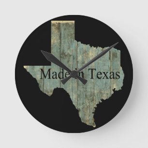 Texas State Map Robuged Lumber Wall klok