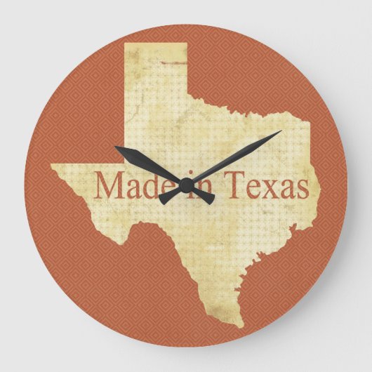 Texas State Map Rusty Red en Cream Wall Clock Grote Klok (Voorkant)