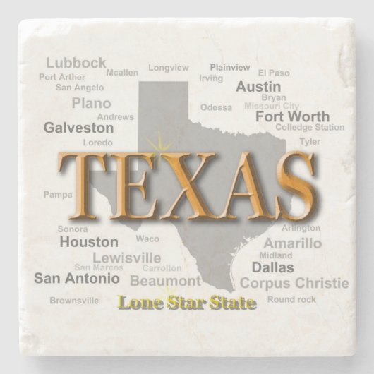 Texas State Map Stenen Onderzetter (Voorkant)