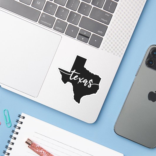 Texas State Map Sticker (Laptop met iPhone)