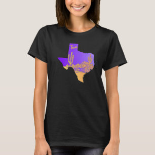 Texas State Map woestijn landschap Cacti Hand Draw T-shirt