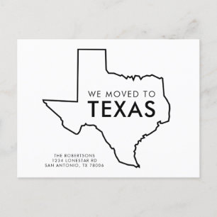 Texas State Map Zwart-wit Nieuw adres Aankondigingskaart