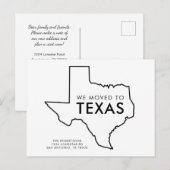 Texas State Map Zwart-wit Nieuw adres Aankondigingskaart (Voorkant / Achterkant)