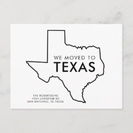 Texas State Map Zwart-wit Nieuw adres Aankondigingskaart