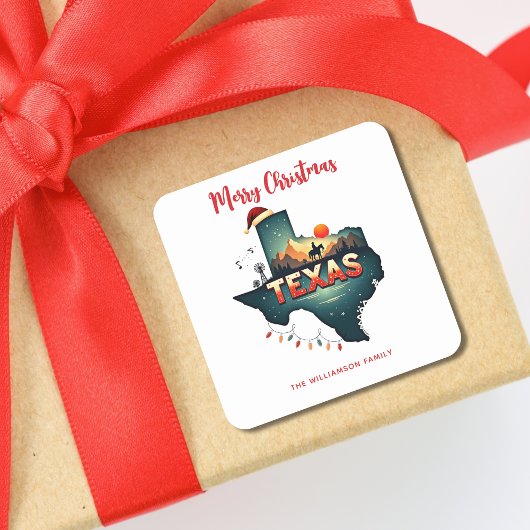 Texas State Merry Christmas Custom Holiday Vierkante Sticker