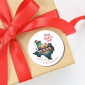 Texas State Merry Christmas Y'all Aangepaste tekst Ronde Sticker