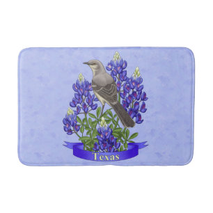 Texas State Mockingbird & Bluebonnet Flower Badmat