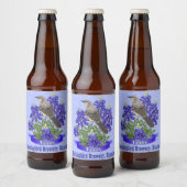 Texas State Mockingbird & Bluebonnet Flower Bier Etiket (Flessen)