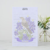 Texas State Mockingbird & Bluebonnet Flower Briefpapier (Staand voorkant)