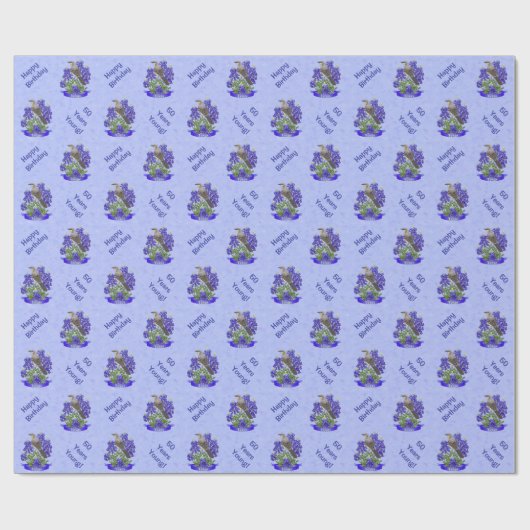 Texas State Mockingbird & Bluebonnet Flower Cadeaupapier (Vlak)