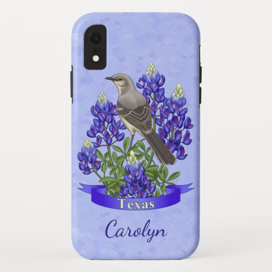 Texas State Mockingbird & Bluebonnet Flower Case-Mate iPhone Case (Achterkant)