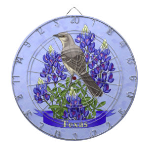 Texas State Mockingbird & Bluebonnet Flower Dartbord