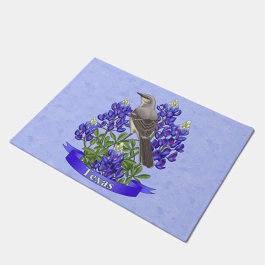 Texas State Mockingbird & Bluebonnet Flower Deurmat (Schuin)