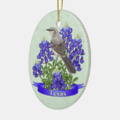 Texas State Mockingbird & Bluebonnet Flower Keramisch Ornament (Links)