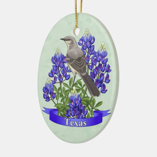 Texas State Mockingbird & Bluebonnet Flower Keramisch Ornament (Links)