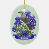 Texas State Mockingbird & Bluebonnet Flower Keramisch Ornament (Voorkant)