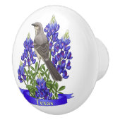 Texas State Mockingbird & Bluebonnet Flower Keramische Knop (Rechts)