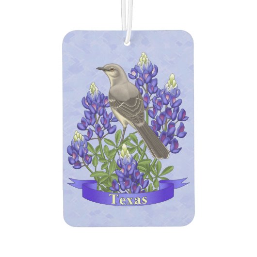 Texas State Mockingbird & Bluebonnet Flower Luchtverfrisser (Achterkant)