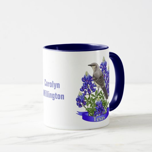 Texas State Mockingbird & Bluebonnet Flower Mok (Voorkant rechts)