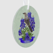Texas State Mockingbird & Bluebonnet Flower Ornament (voorkant)