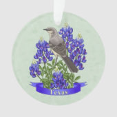 Texas State Mockingbird & Bluebonnet Flower Ornament (voorkant)