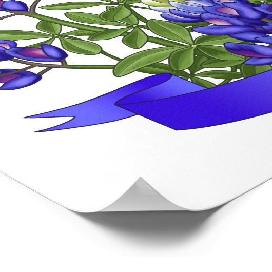 Texas State Mockingbird & Bluebonnet Flower Poster (Hoek)