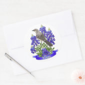 Texas State Mockingbird & Bluebonnet Flower Ronde Sticker (Envelop)